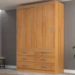 Guarda Roupa Veneza Solteiro 2 Portas 6 Gavetas Evidencia