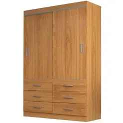 Guarda Roupa Veneza Solteiro 2 Portas 6 Gavetas Evidencia Cinamomo