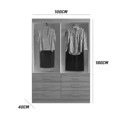 Guarda Roupa Veneza Solteiro 2 Portas 6 Gavetas Evidencia Interno Medidas