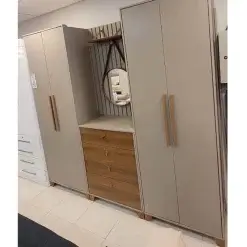 Guarda Roupa Verti Casal 5 Portas 3 Gavetas Fabrimoveis Gianduia Nature Foto Real