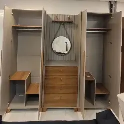 Guarda Roupa Verti Casal 5 Portas 3 Gavetas Fabrimoveis Gianduia Nature Foto Real Interno