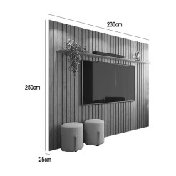 Painel Supremo 230cm Para TV Ate 85 Polegadas Patrimar Cinamomo Medidas