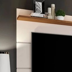 Painel Vivare 180cm Para TV Ate 72 Polegadas Valdemoveis Off White Freijo Detalhe