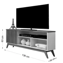 Rack Malbec Wood Para TV Ate 55 Polegadas 1 Porta Ripado Giga Off White Freijo Medidas