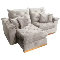 Sofa Gran Plus Com Molas Ensacadas 4 Lugares Retratil E Reclinavel 230cm Tecido Veludo Imperio Bege