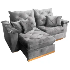 Sofa Gran Plus Com Molas Ensacadas 4 Lugares Retratil E Reclinavel 230cm Tecido Veludo Imperio Cinza