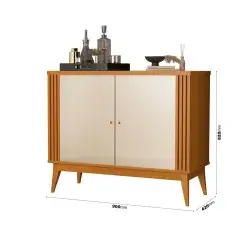 Buffet Argo 90cm Aparador 2 Portas EDN Cedro Off White Medidas