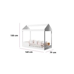 Cama Infantil Montessoriana Casinha Com Protecao Lateral Gabrielli Branco Medidas
