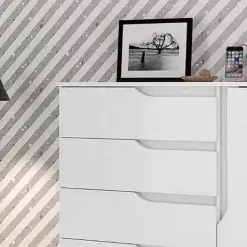 Comoda Sapateira Paris New 5 Gavetas 1 Porta Atualle Branco Detalhe