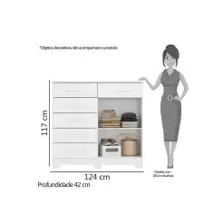 Comoda Xangai 6 Gavetas 2 Portas Albatroz Medidas