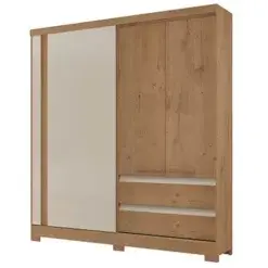 Guarda Roupa Condor 3 Portas 2 Gavetas Atualle Canelato Rustico Natura Off White