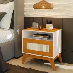 Mesa De Cabeceira City 1 Gaveta EDN Off White Cedro