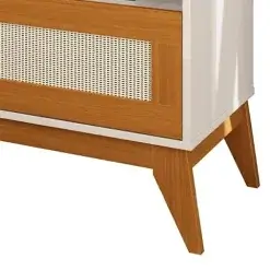Mesa De Cabeceira City 1 Gaveta EDN Off White Cedro Detalhe