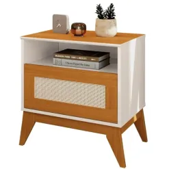 Mesa De Cabeceira City 1 Gaveta EDN Cor Off White Cedro