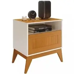 Mesa De Cabeceira Urban 1 Gaveta EDN Off White Cedro