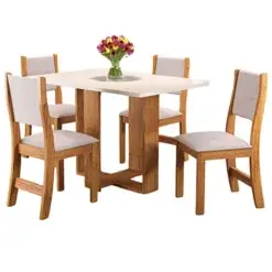 Mesa De Jantar Magic Com 4 Cadeiras Viero Mel Blonde