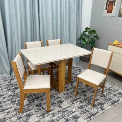 Mesa De Jantar Magic Com 4 Cadeiras Viero Mel Blonde Foto Real