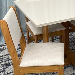 Mesa De Jantar Magic Com 4 Cadeiras Viero Mel Blonde Foto Real Detalhe