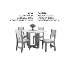 Mesa De Jantar Magic Com 4 Cadeiras Viero Mel Blonde Medidas