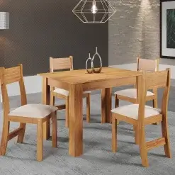 Mesa De Jantar Palace Perla Com 4 Cadeiras Viero Brisa Mel Marfim