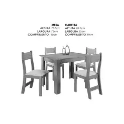 Mesa De Jantar Palace Perla Com 4 Cadeiras Viero Brisa Mel Marfim Medidas