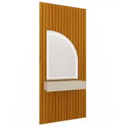 Penteadeira Suspensa Realeza Ripado 1 Gaveta Com Espelho E LED Gelius