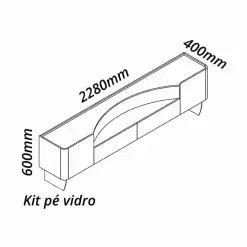 Rack Infinity Para TV Ate 85 Polegadas 2 Portas 2 Gavetas Com LED E Pes Em Vidro Gelius Medidas