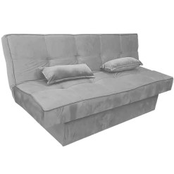 Sofa Cama Zurich Em Veludo Com Bau 2 Lugares 182cm Luxury Cinza