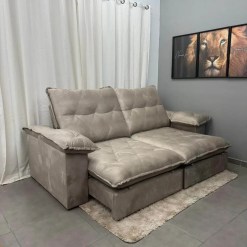 Sofa Corvette 4 Lugares Retratil E Reclinavel 250cm Tecido Veludo Di Vitrine Avela