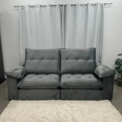 Sofa Corvette 4 Lugares Retratil E Reclinavel 250cm Tecido Veludo Di Vitrine Chumbo