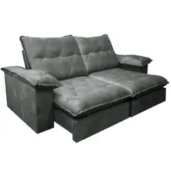 Sofa Corvette 4 Lugares Retratil E Reclinavel 250cm Tecido Veludo Di Vitrine Cor Chumbo