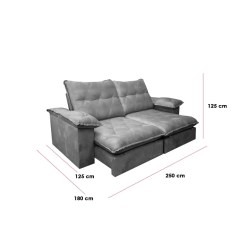 Sofa Corvette 4 Lugares Retratil E Reclinavel 250cm Tecido Veludo Di Vitrine Medidas