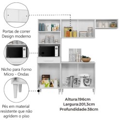 Armario De Cozinha Isabelle 6 Portas 1 Gaveta Aramoveis Detalhe