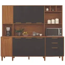 Armario De Cozinha Porto 9 Portas 2 Gavetas Indekes Freijo Chumbo