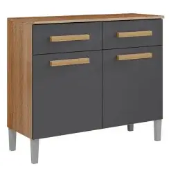 Balcao Juma Para Cozinha 2 Portas 2 Gavetas Cor Atacama Grafite