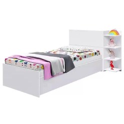 Cama Londres Com Cama Auxiliar Solteiro E Cabeceira Bau Gabrielli Branco