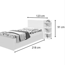 Cama Londres Com Cama Auxiliar Solteiro E Cabeceira Bau Gabrielli Branco Medidas