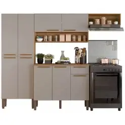 Cozinha Madri Completa 4 Pecas 9 Portas 1 Gavetas Salleto Cinamomo Off White