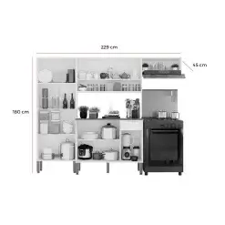 Cozinha Madri Completa 4 Pecas 9 Portas 1 Gavetas Salleto Interno
