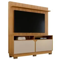 Estante Berlim Para TV Ate 55 Polegadas Ripado Com 2 Portas Valdemoveis Cor Cinamomo Off White
