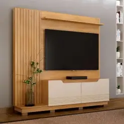 Estante Santiago Para TV Ate 80 Polegadas Ripado Com 2 Portas Valdemoveis