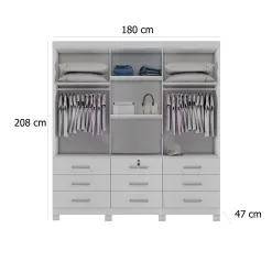 Guarda Roupa Athenas Bianchi Casal 3 Portas Interno Medidas