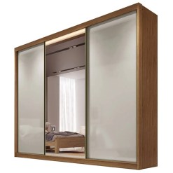 Guarda Roupa Diamond Casal Com Espelho 3 Portas 8 Gavetas Novo Horizonte