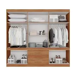 Guarda Roupa New Parma Casal 10 Portas 3 Gavetas Salleto Cinamomo Interno