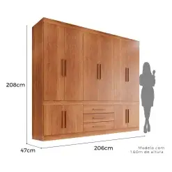 Guarda Roupa New Parma Casal 10 Portas 3 Gavetas Salleto Cinamomo Medidas