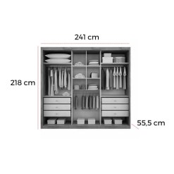 Guarda Roupa Paradizzo Casal Com Espelho 3 Portas 6 Gavetas Novo Horizonte Medidas