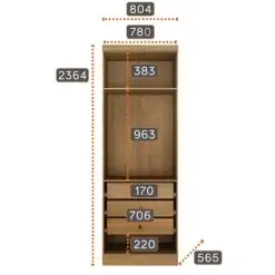 Guarda Roupa Rizon Modulo 2 Portas 3 Gavetas Novo Horizonte Medidas