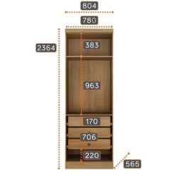 Guarda Roupa Rizon Modulo 2 Portas 3 Gavetas Novo Horizonte Medidas