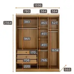 Guarda Roupa Rizon Modulo 4 Portas 3 Gavetas Novo Horizonte Medidas