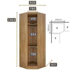 Guarda Roupa Rizon Modulo Canto Obliquo 1 Porta Novo Horizonte Medidas